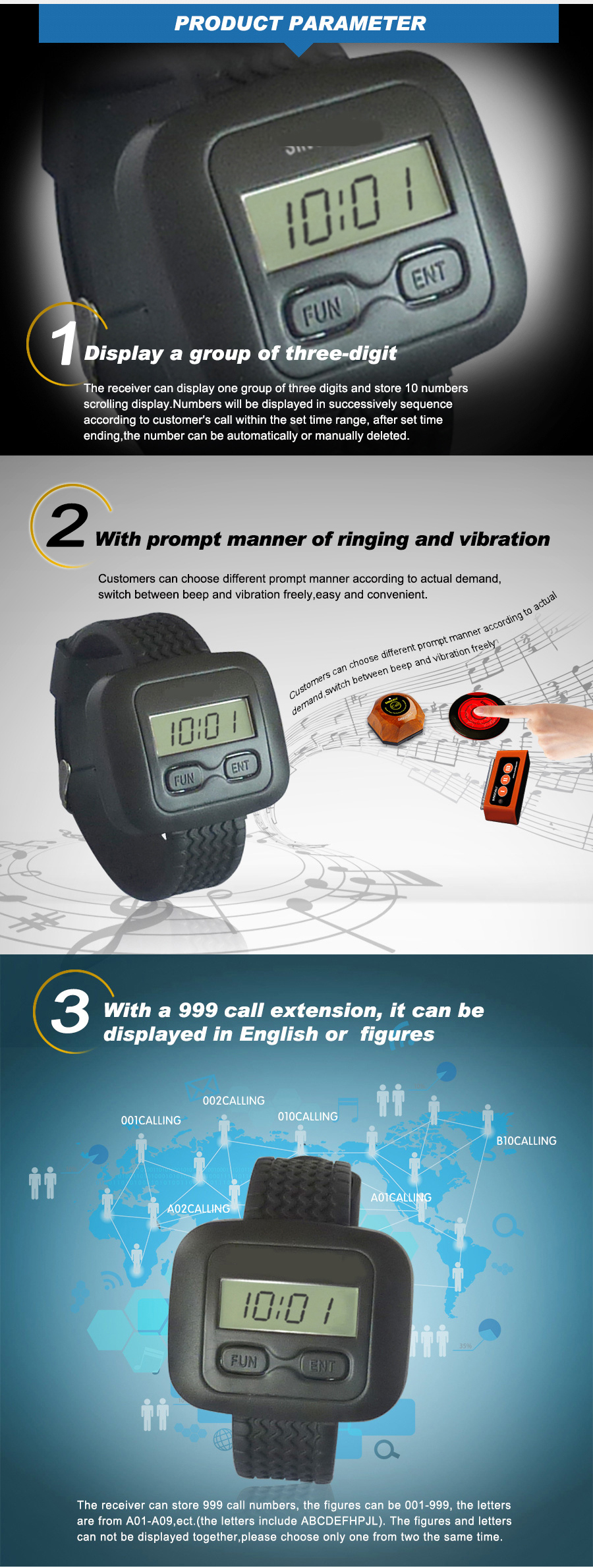 New nursing care products nursing house paging system including elderly calling bell and nurse wrist watch