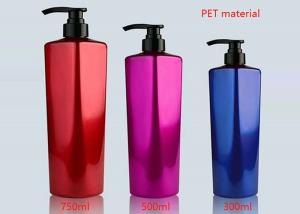 Quality 300ml - 750ml PET Empty Shampoo Bottle , Cosmetic Plastic Bottles With Black Lotion Pump wholesale