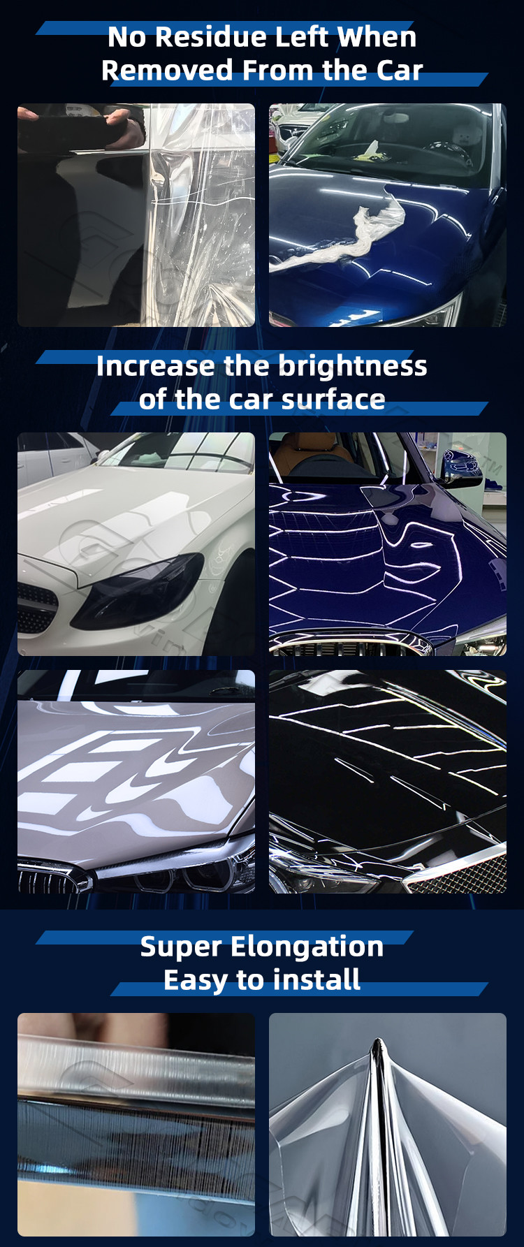 Anti Yellowing 7.5mil Self Healing PPF 8 Years Warranty Paint Protection Film For Car