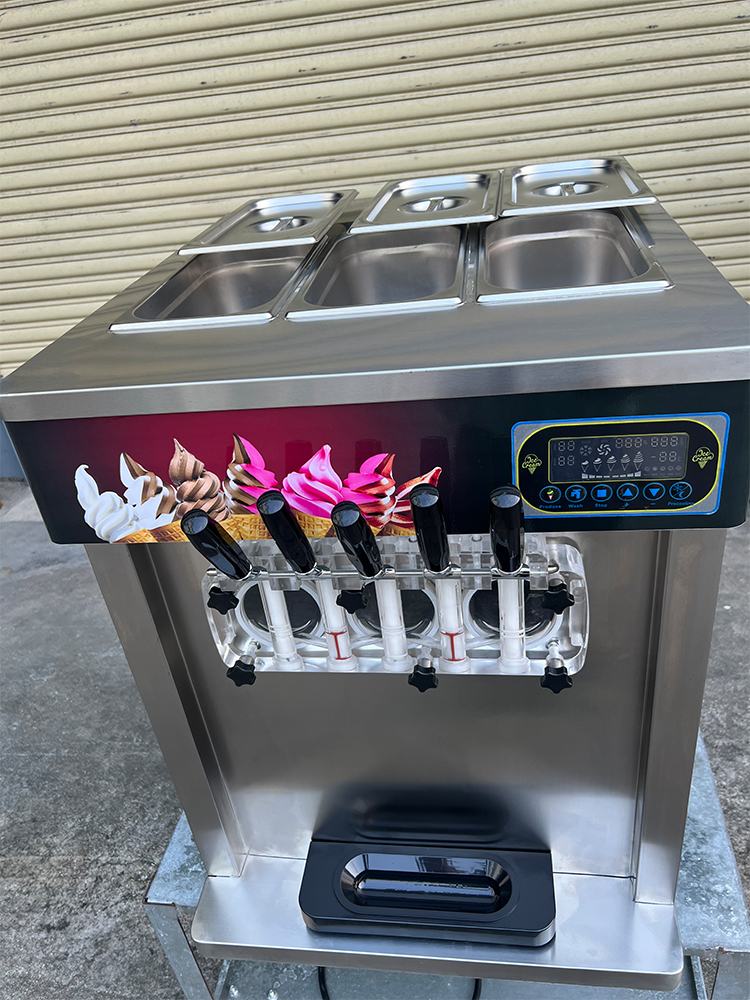 21L Capacity Soft Serve Ice Cream Machine 5 Flavors Automatic Yogurt Icecream Maker with English Operating Language
