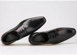 Cow Leather Upper Lace Up Derby Shoes , Flat Heel Soft Mens Black Formal Shoes
