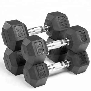 Quality Tough Durable Rubber Coated Hex Dumbbells With Comfortable Handles wholesale