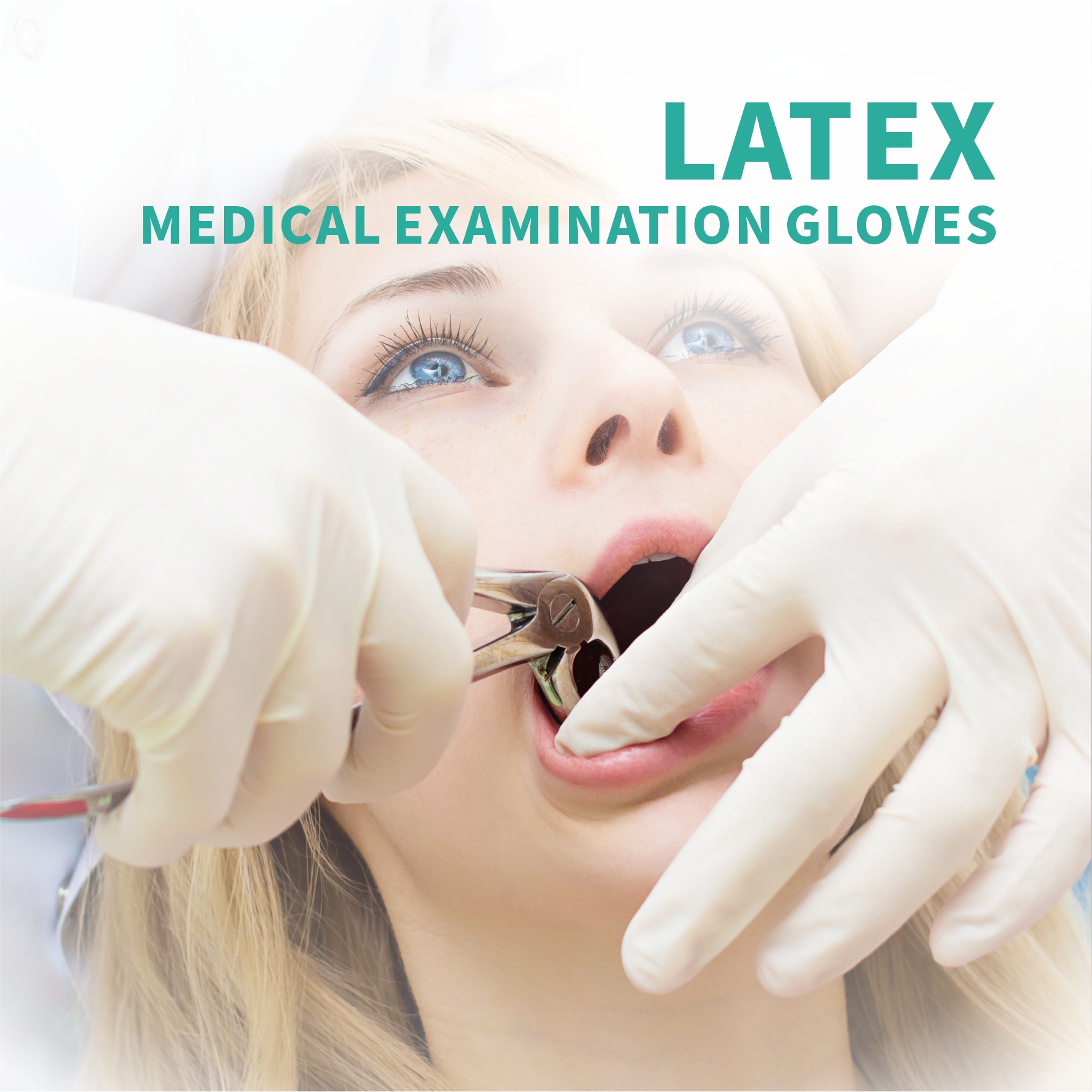 Disposal Latex Hand Gloves Blue Color 14Mpa Tensile Strength
