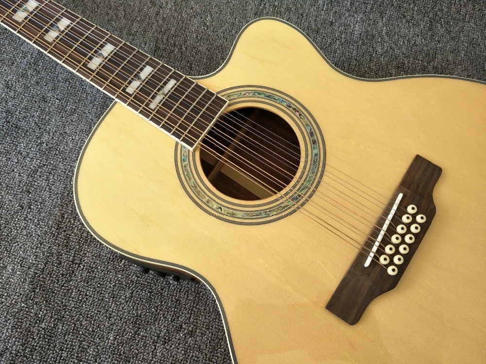 12 Strings Acoustic Guitar / guitar natural AAA Solid Spruce Body 43 inch Guitar Acoustic Fishman Pickups guitar