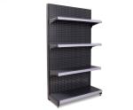 Customized Size Metal Supermarket Display Shelving With Advertising Board
