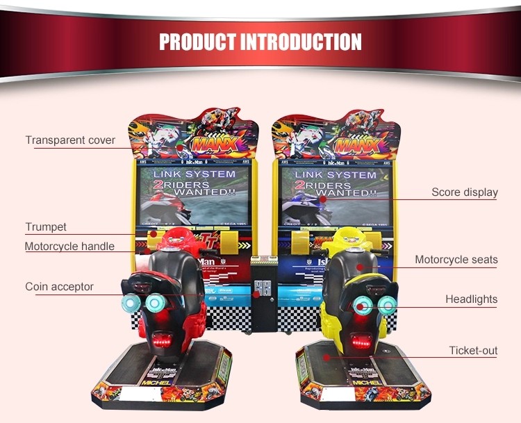 Indoor 42'' Lcd TT Racing Motor Arcade Game Machine For Child 5~12 Years Old