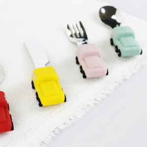 Quality Toddler Stainless Steel Baby Spoon With Car Shape Silicone Handle wholesale