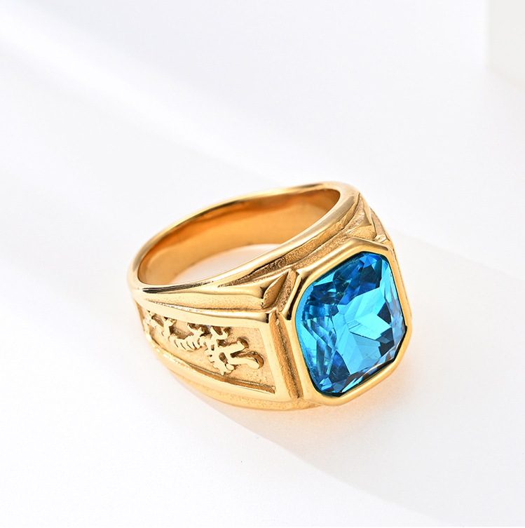 Men 316 Stainless Steel Ring Jewelry Gold Color Plated Customized Size