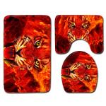 Wild Animal Toilet Seat Cushion Tiger Leopard 3pc Bathroom Rug Set