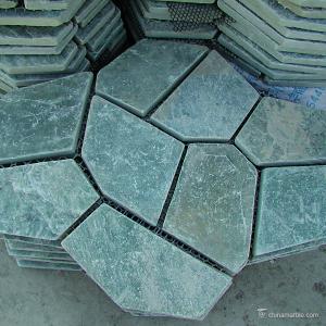 Quality Natural stone Green Slate Meshed Back Flagstone Floor Tile Corrosion And Wear Resistance wholesale