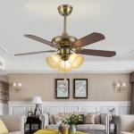 Remote Control Fan Light Glass Lampshade Modern Dinning Room Bedroom Wooden fan