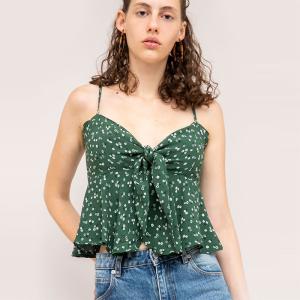 Quality Summer women spaghetti strap mini crop top with flower wholesale