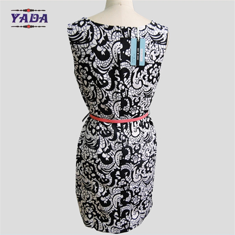 Fashion sleeveless wave point ladies casual custom lady formal office dresses designer dress for sale