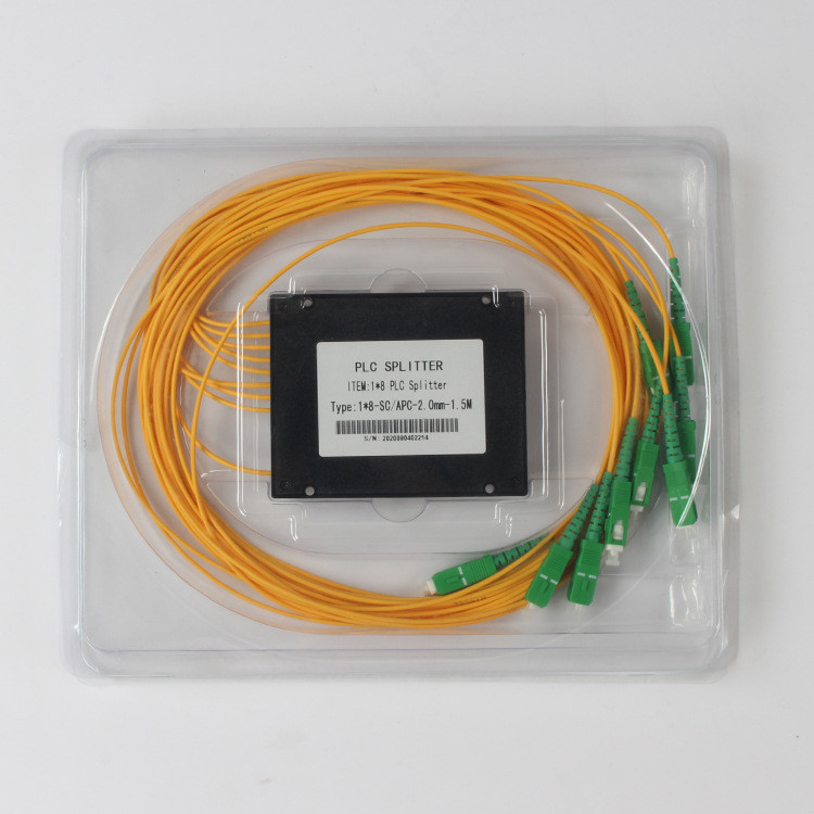 2.0MM Fiber Optic Splitter 1 X 8 PLC Splitter SC APC Box Branch 1.5Meter