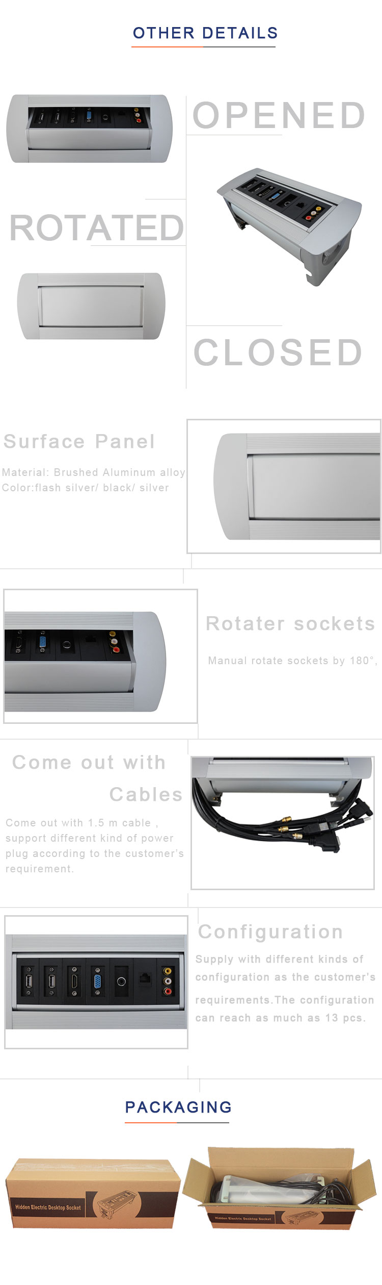 Boente one piece customized available with RCA interface automatic flip up outlet