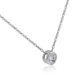 1/4 Ct Round CZ Solitaire Bezel Pendant Necklace 18" 14k White Gold