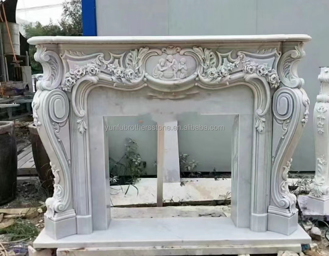 Modern Italian Style Marble Fireplace Mantel Indoor Decorative Stone Fireplace in Granite
