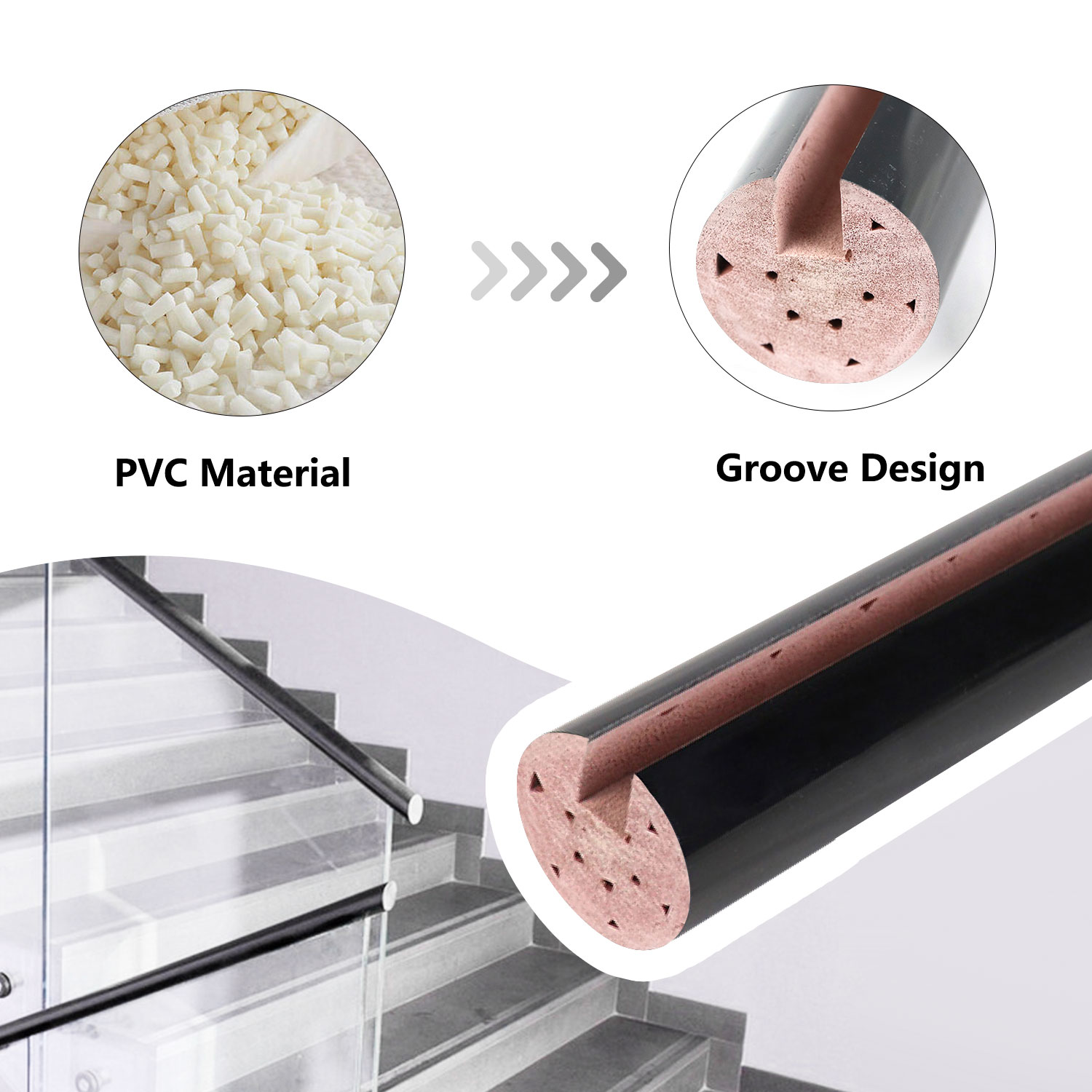 Customizable Glass Stair Railings for PVC Fences 50 w *50 h mm After-sale Service