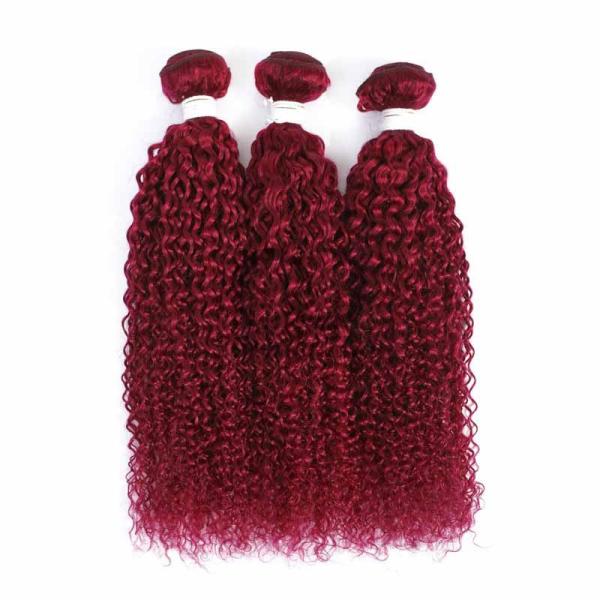 Burgundy Kinky Curly Remy Human Hair Bundles Sew In Weave Bundles Brazilian