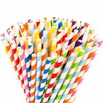 Recyclable Milkshake Striped Paper Straws Food Safe Dye Free CE Certificited