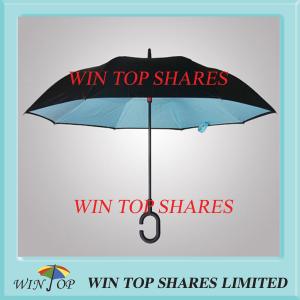 Quality China Creation black and light blue anti wind reverse parasol wholesale