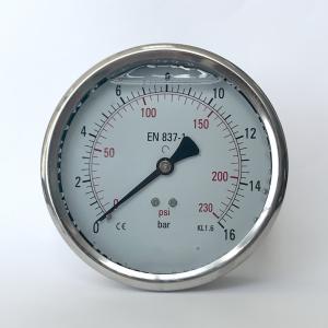 Quality 100mm 230 psi Anti-seismic Manometer Stainless Steel Case Liquid-filled Pressure Gauge wholesale