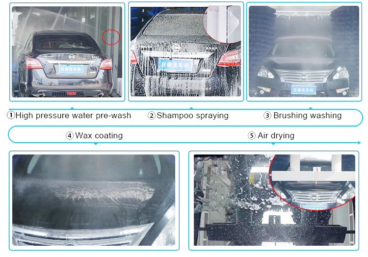 High Pressure Tunnel Car Wash System With Air Dryer Air Brushes 9600x3800x3400MM