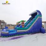 Tarpaulin Inflatable Water Slide For Adult Blue Tropical Kids Tropical Palm Tree