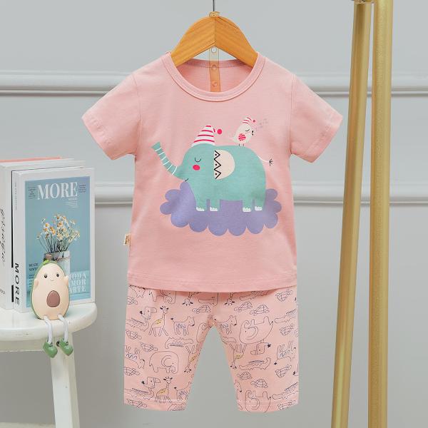 Pink Air Conditioning Luxury Childrens Pyjamas / Korean Pj Set For 1-12 Years