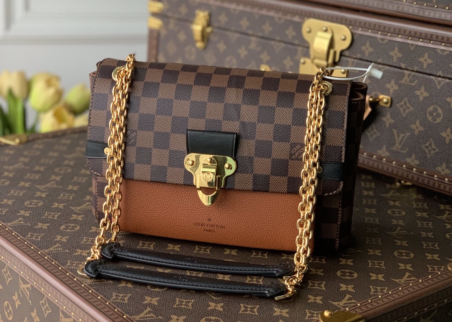 M40108 M40109 M401130 M40312 Damier Ebene Carvas And Soft Cowhide With Unique Design Chain Cross-Body Bag
