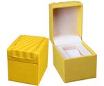 Yellow Leather Leather Watch Box Screen Printing Surface Finish For Gift