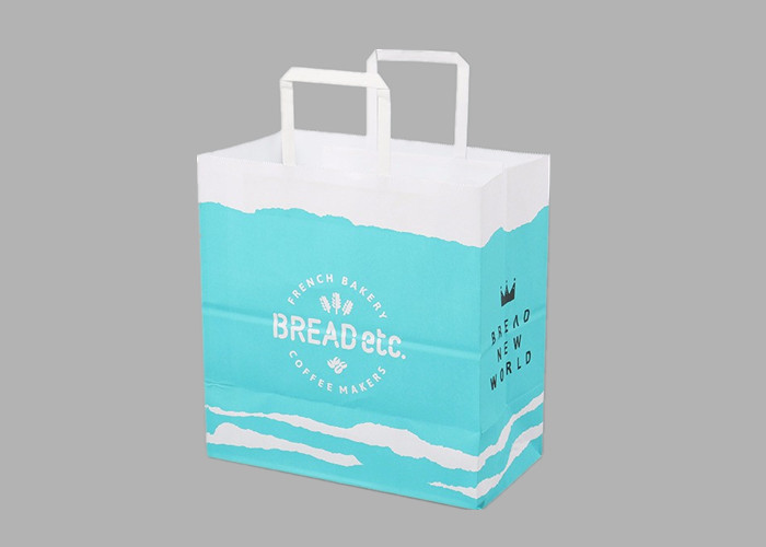 Kraft Recyclable Paper Shopping Bags Accurate Nice Printing OEM Service
