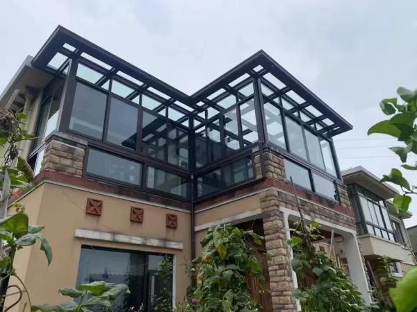 Weather Resistant Modular Sunroom Addition Peaked Single Glass Patio Into
