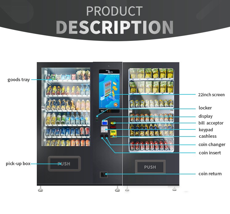 Cooling Heat Bottle Can Snack Drink Smart Vending Machine Coin Note Payment