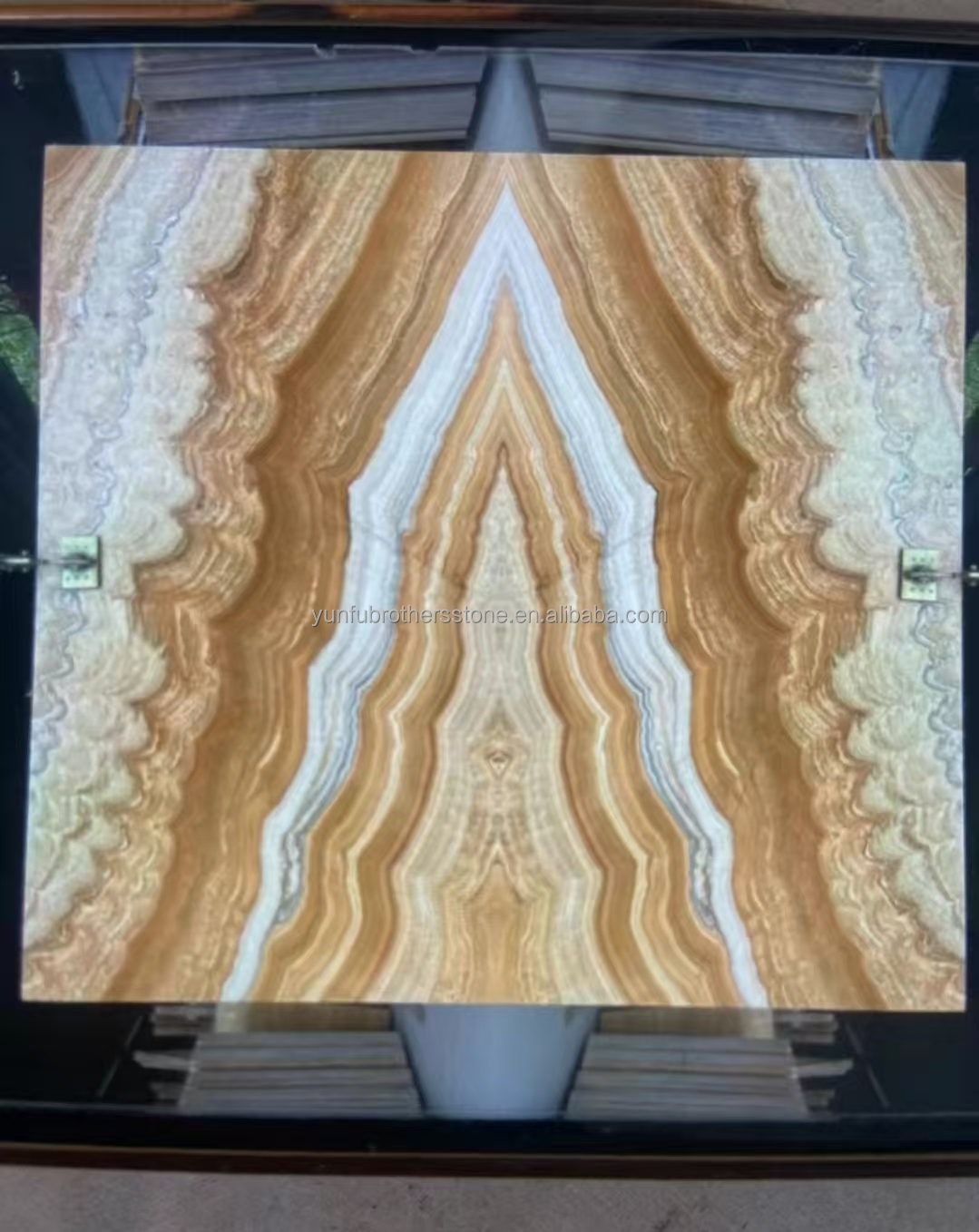 Hot Polished Onyx Big Slab Sheet Book Match for Translucent Stone Veneer Backlit Wall