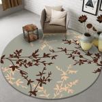 Plant And Flower Round Polyester Fiber Floor Carpet For Sofa And Living Room