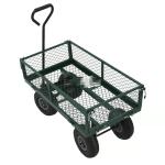 Metal Gardening Trolley with Heavy Duty Green Trailer Cart and Four-wheel