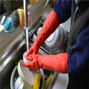 Quality Anti Slip Extra Long Sleeve Rubber Gloves 380mm Length Flocklined / Unlined wholesale