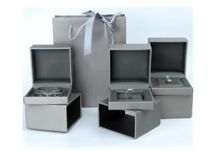 Quality Gift Packaging Women'S Jewelry Box , Fashional Grey Leather Jewelry Case wholesale