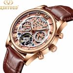 Hollow Out Leather Wrist Watch Luminous Skeleton Mechanical Watch