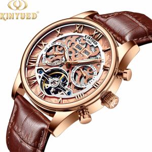 Quality Hollow Out Leather Wrist Watch Luminous Skeleton Mechanical Watch wholesale