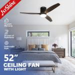 Modern Design Home Office 52 Inch Wooden Blades Dimmable LED Ceiling Fan with