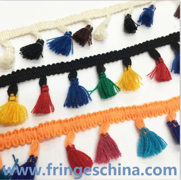 Hot selling handmade colorful hanging ball lace cotton trimmings tassels fringes