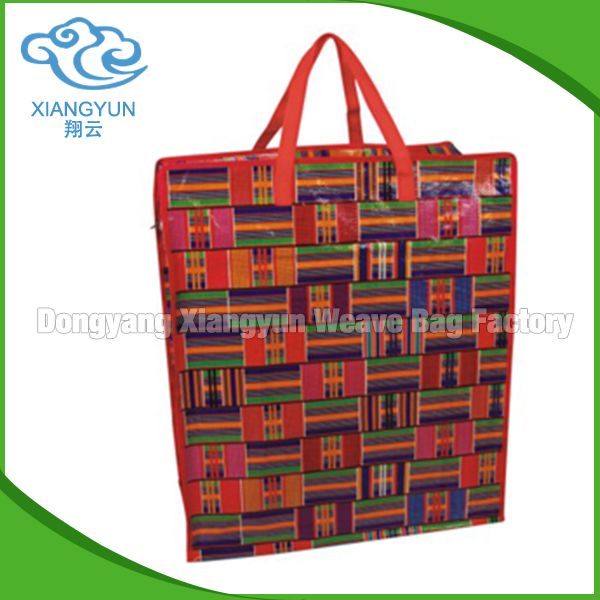 bopp laminated new designs pp woven shopping bag with double zip puller