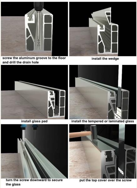 Frameless Glass Fence Outdoor U Channel Aluminum Exterior Glass Railing System