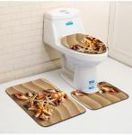 Three Piece Bathroom Mat Toilet Carpet Set 3D Dolphin Printed