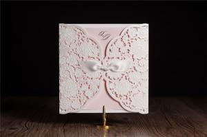 Quality Pink lace hand-cut wedding invitations Personality invitation card wholesale