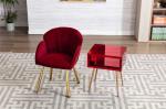 W17.91inch Red Mirror Coffee Bedside Table 10.8kgs Stainless Steel Leg