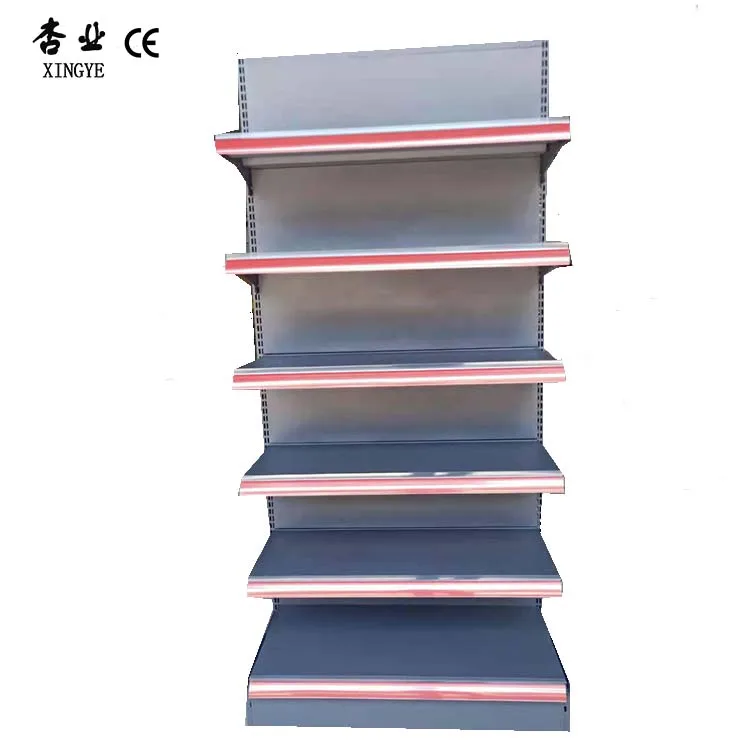 Factory custom color size single side metal grey supermarket shelf for retail store
