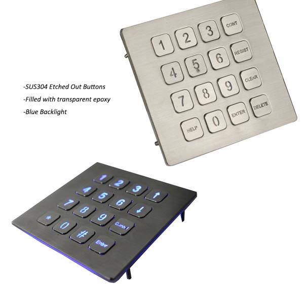 Panel Mount Keypad 16 Button 0.45mm Short Stroke Metal Numeric Keypad